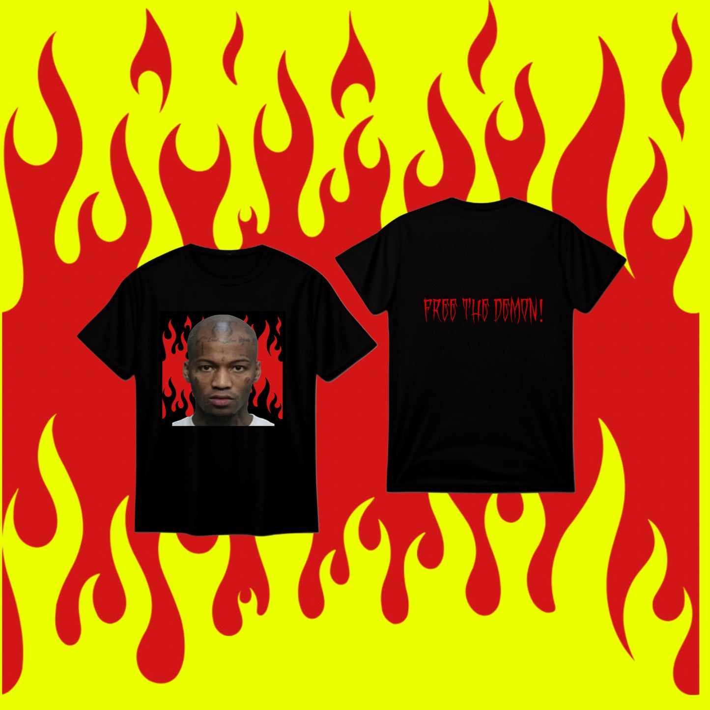 Black Free The Demon Mugshot T-Shirt