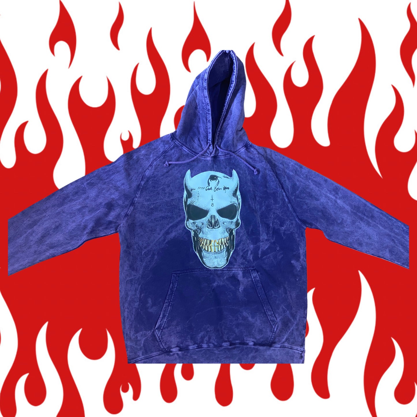 Purple Acid Wash Skull Hoodie John 8:7